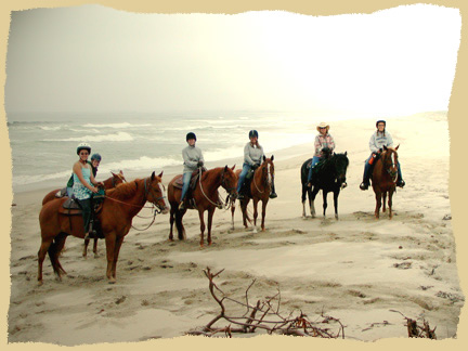 Horseback riding on the beach.